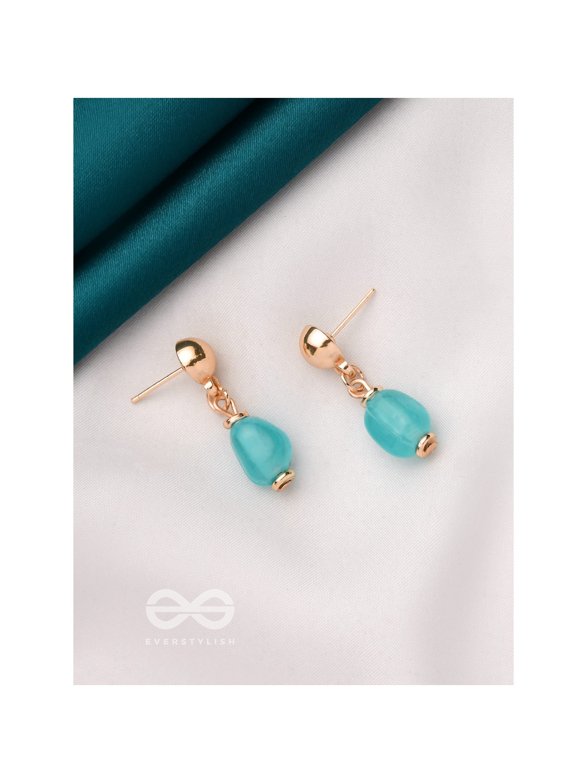 Sea n Sky- Golden Embellished Earrings