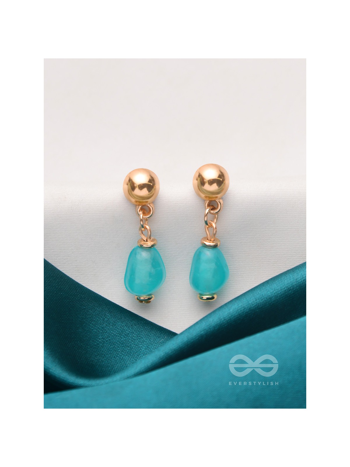Sea n Sky- Golden Embellished Earrings