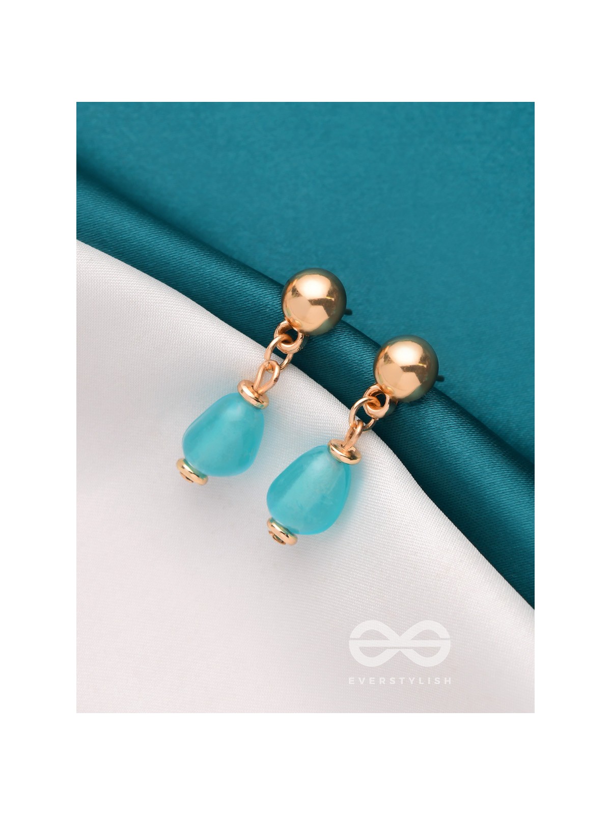 Sea n Sky- Golden Embellished Earrings
