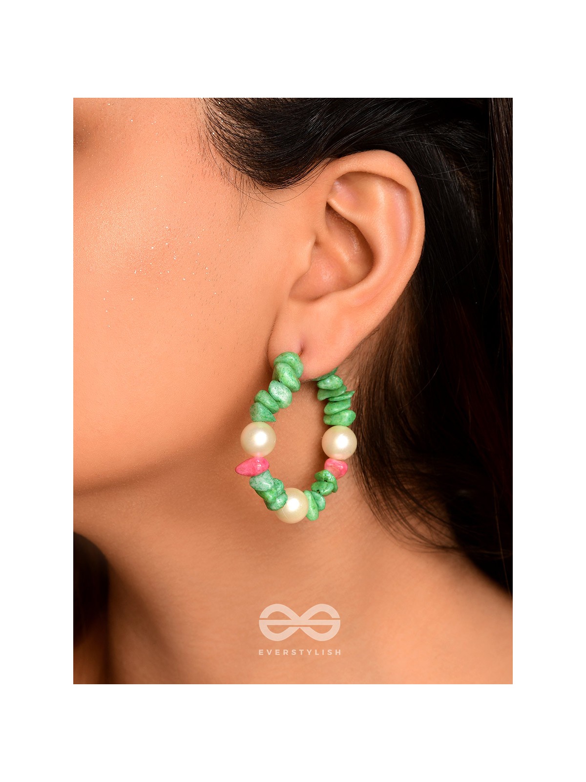 The Green Spirit- Golden Embellished Earrings