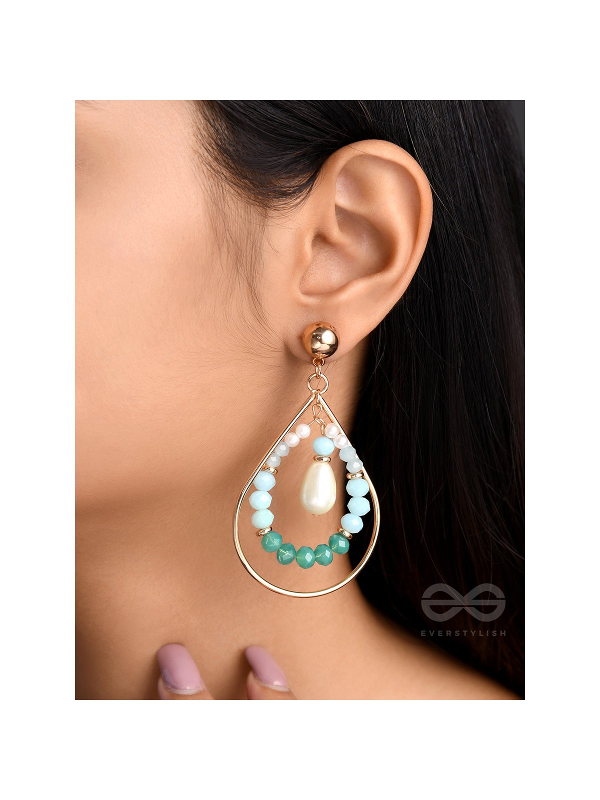 The Radiant Dewdrop- Golden Embellished Earrings