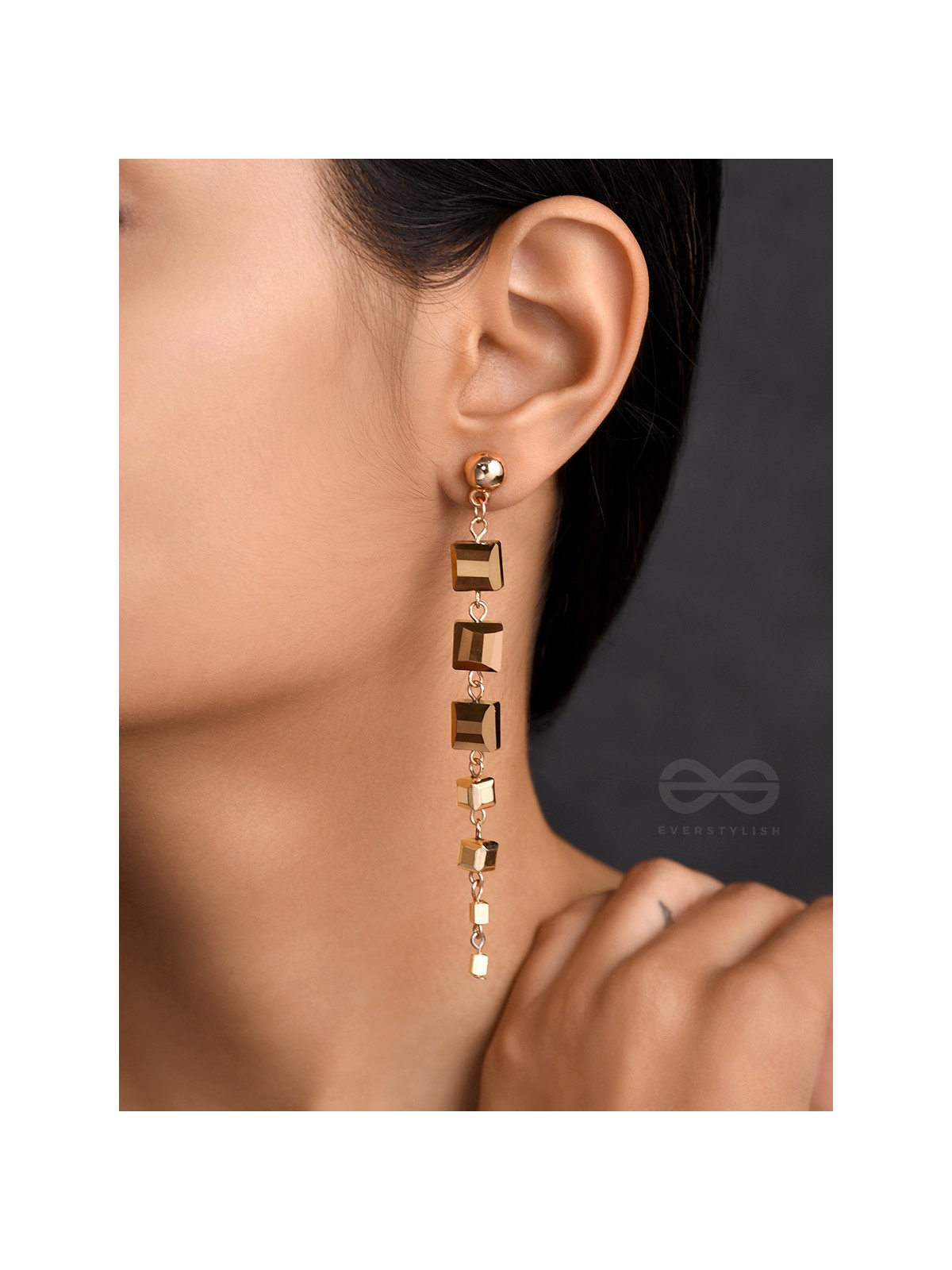 The Party Piece- Golden Embellished Earrings
