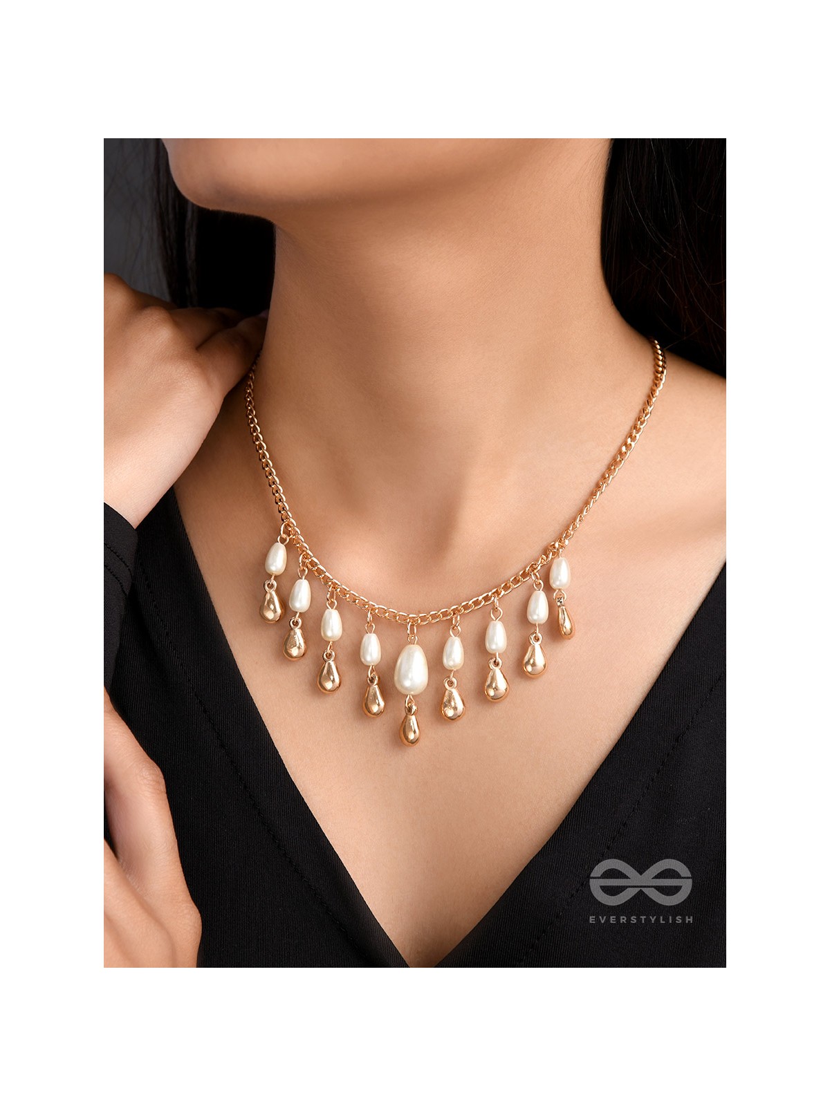 The Rainmaker- Golden Embellished Necklace With Anti-Tarnish Coating 