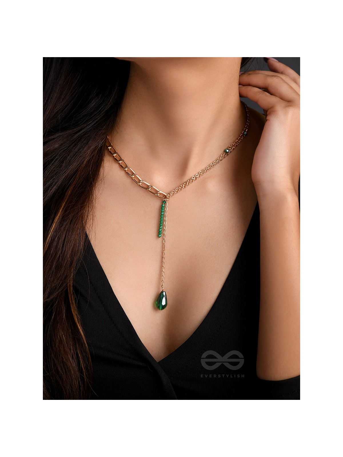 Drop In The Ocean- Golden Embellished Necklace With Anti-Tarnish Coating 