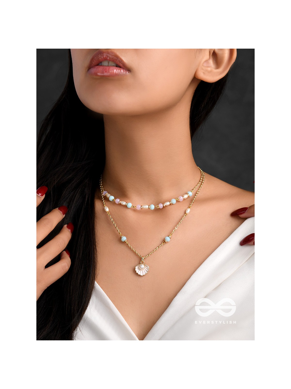 The Sea-Nic Beauty- Golden Embellished Necklace With Anti-Tarnish Coating 