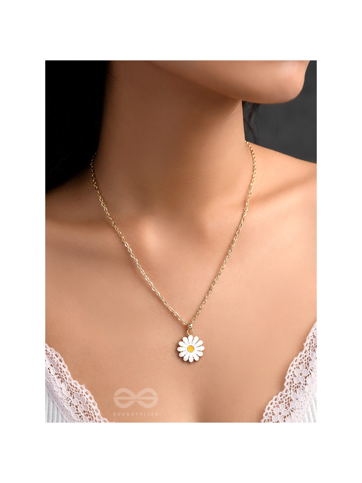 The White Dahlia- Golden Embellished Necklace With Anti-Tarnish Coating 