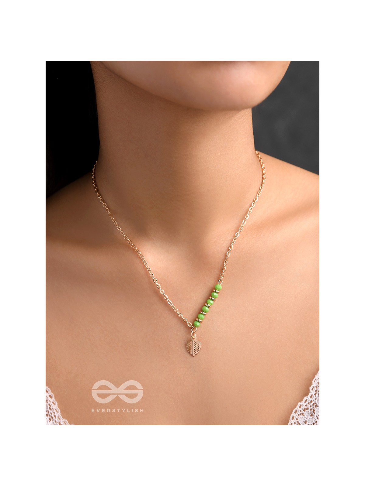 The Fig Leaf- Golden Embellished Necklace With Anti-Tarnish Coating 
