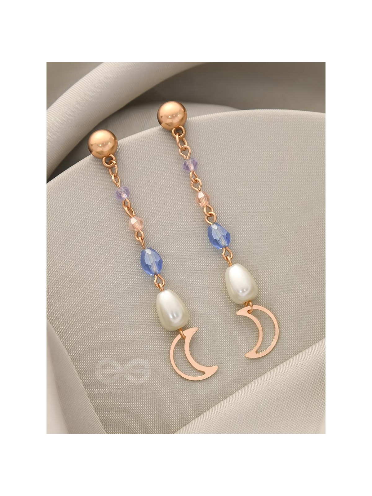 Over The Moon - Golden Pearl and Beads Earrings