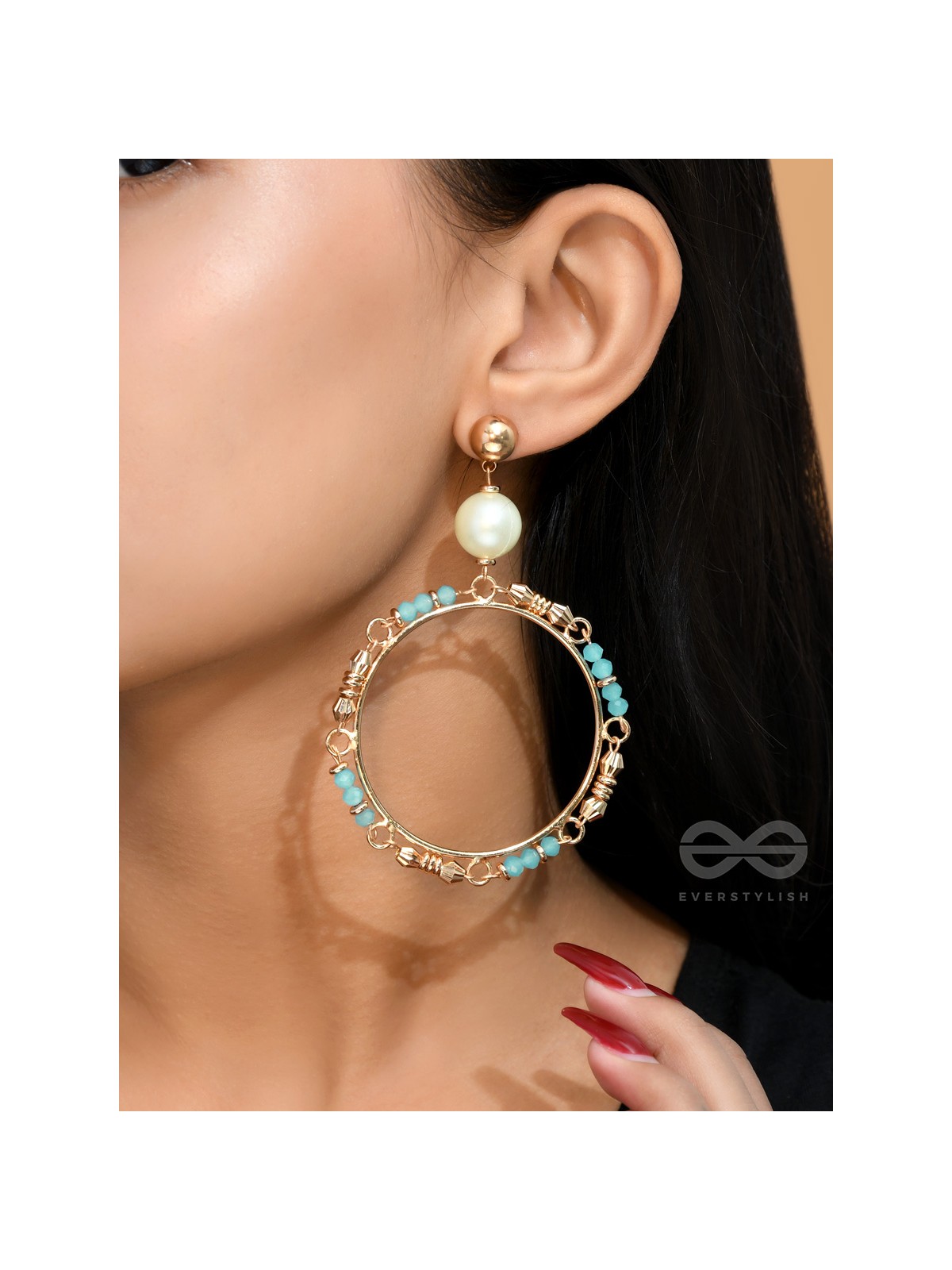  Merry-'Gold'-Round- Golden Embellished Earrings