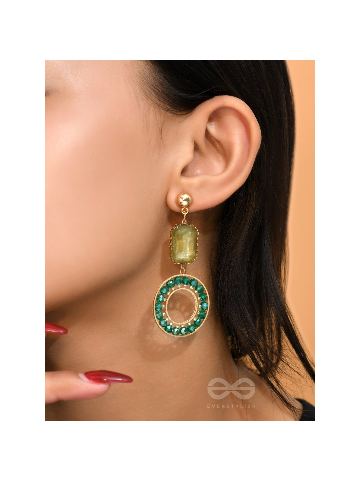 The Geometric Timestoppers- Golden Embellished Earrings