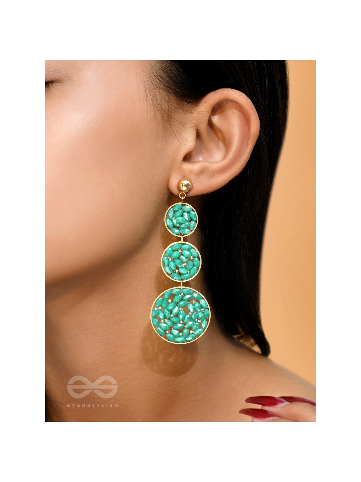 The Intricate Trifecta- Golden Embellished Earrings