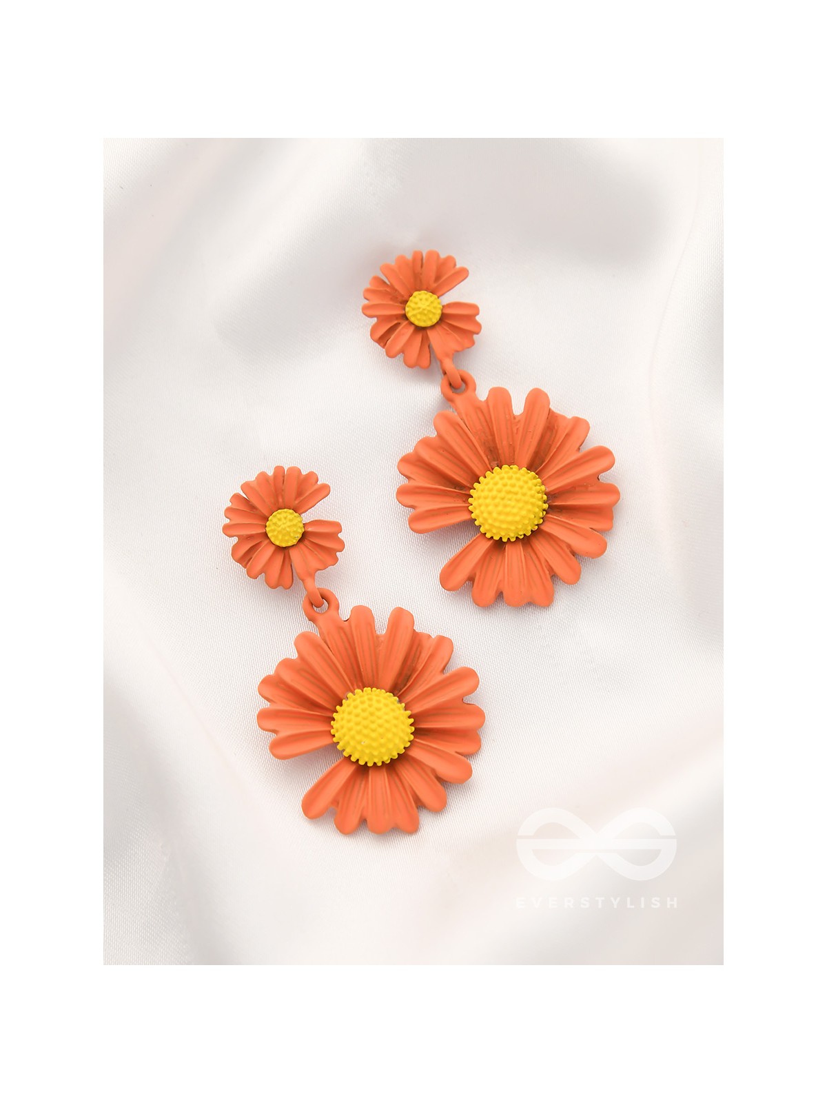 A Field of Flowers - Statement Dangler Earrings (Aerospace orange )