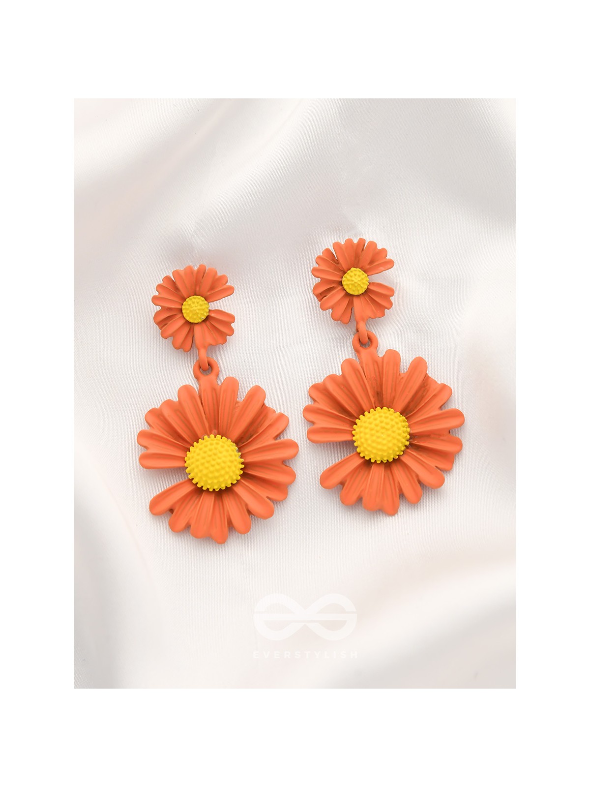 A Field of Flowers - Statement Dangler Earrings (Aerospace orange )