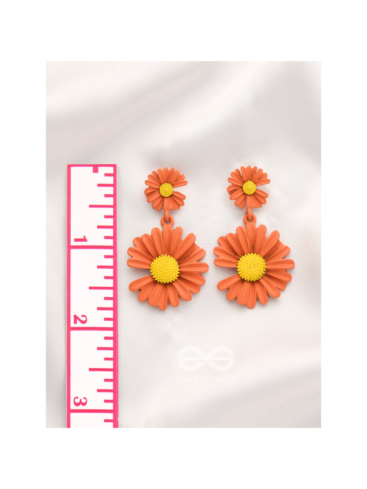 A Field of Flowers - Statement Dangler Earrings (Aerospace orange )