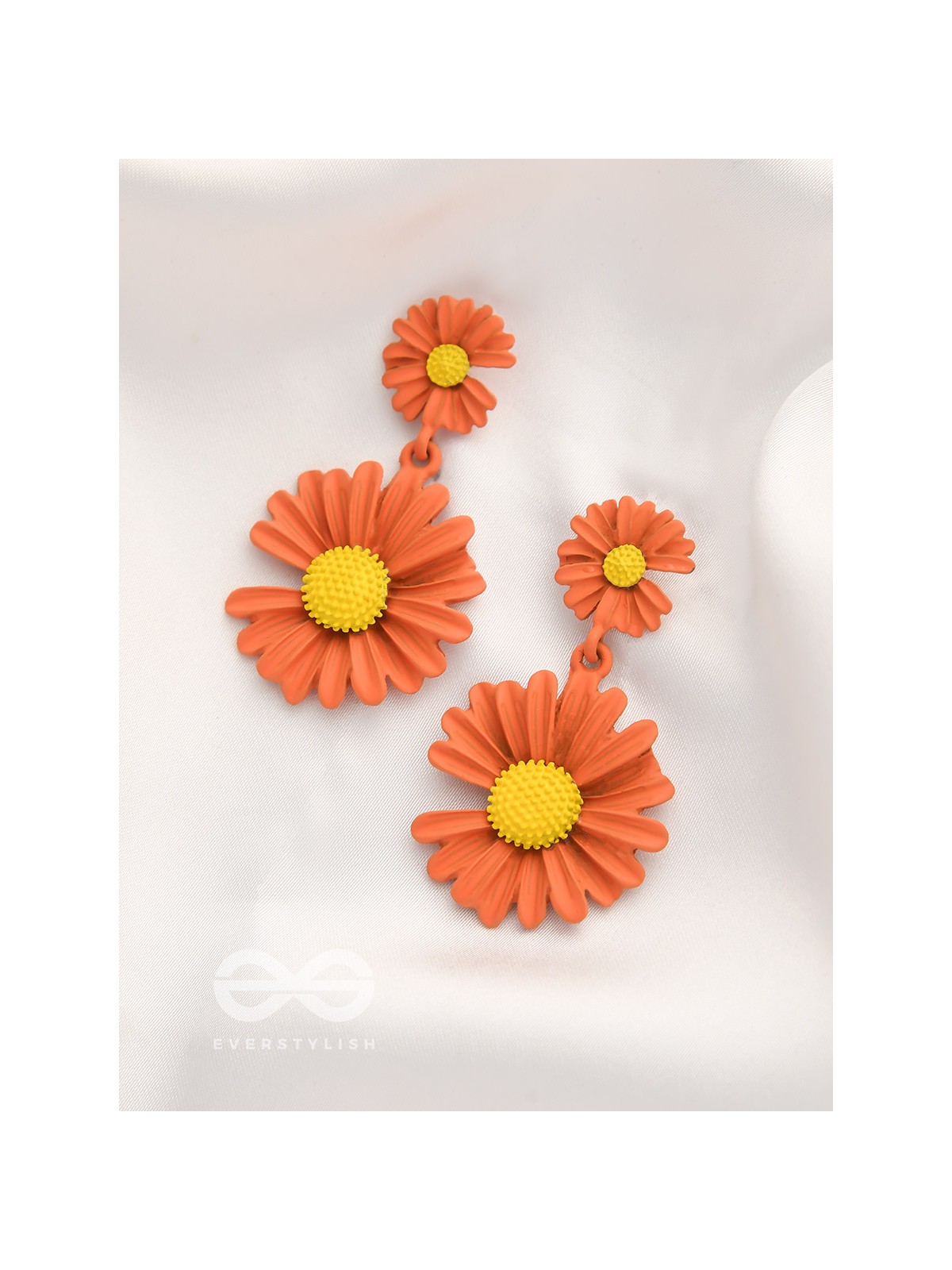 A Field of Flowers - Statement Dangler Earrings (Aerospace orange )