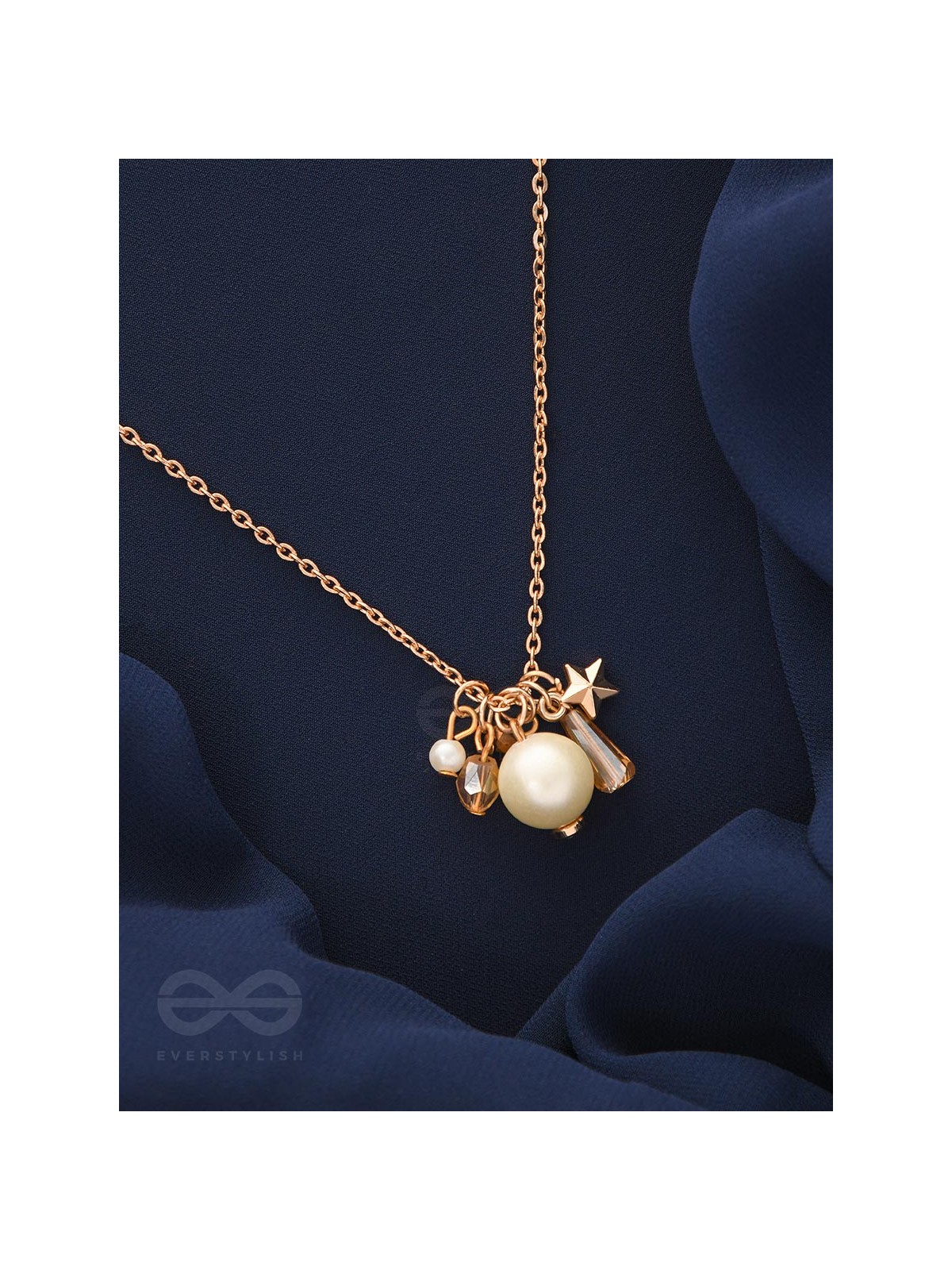 A Piece Of Sky- Golden Pearl Necklace With Anti-Tarnish Coating 