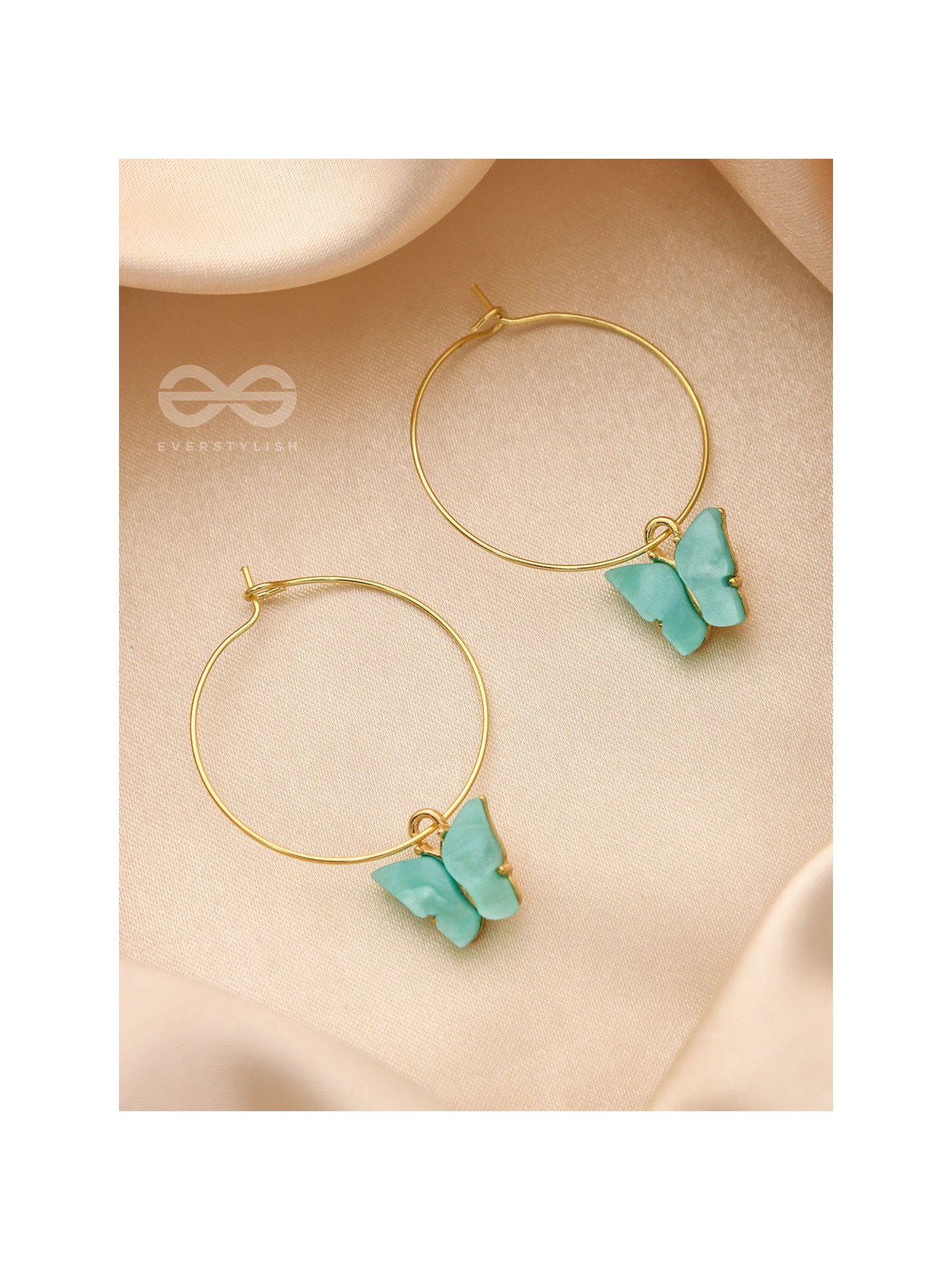 The Beauteous Butterfly Hoops (Blue) - Golden Casual Earrings