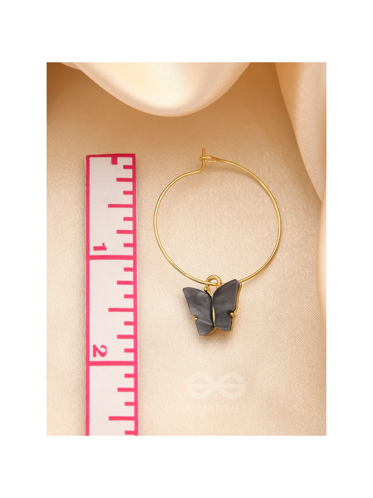 The Beauteous Butterfly Hoops (Grey) - Golden Casual Earrings