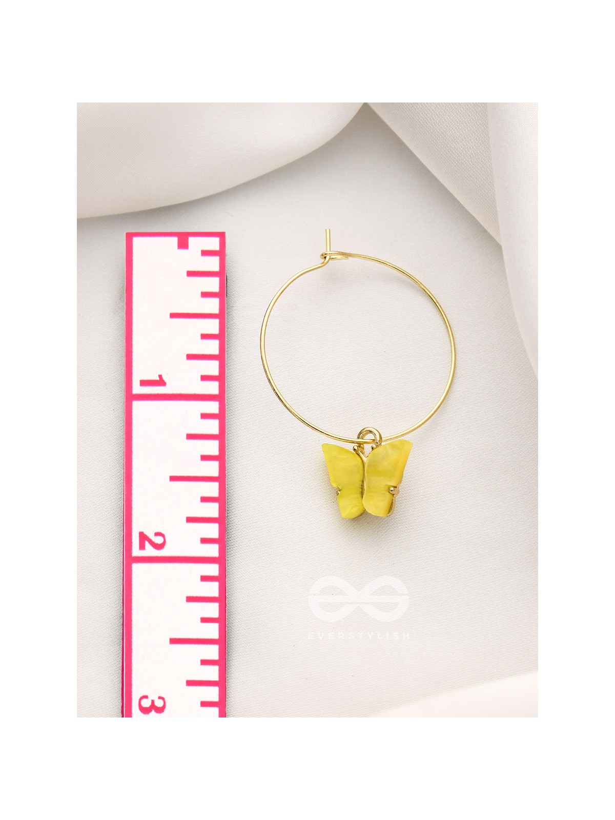 The Beauteous Butterfly Hoops (Yellow) - Golden Casual Earrings