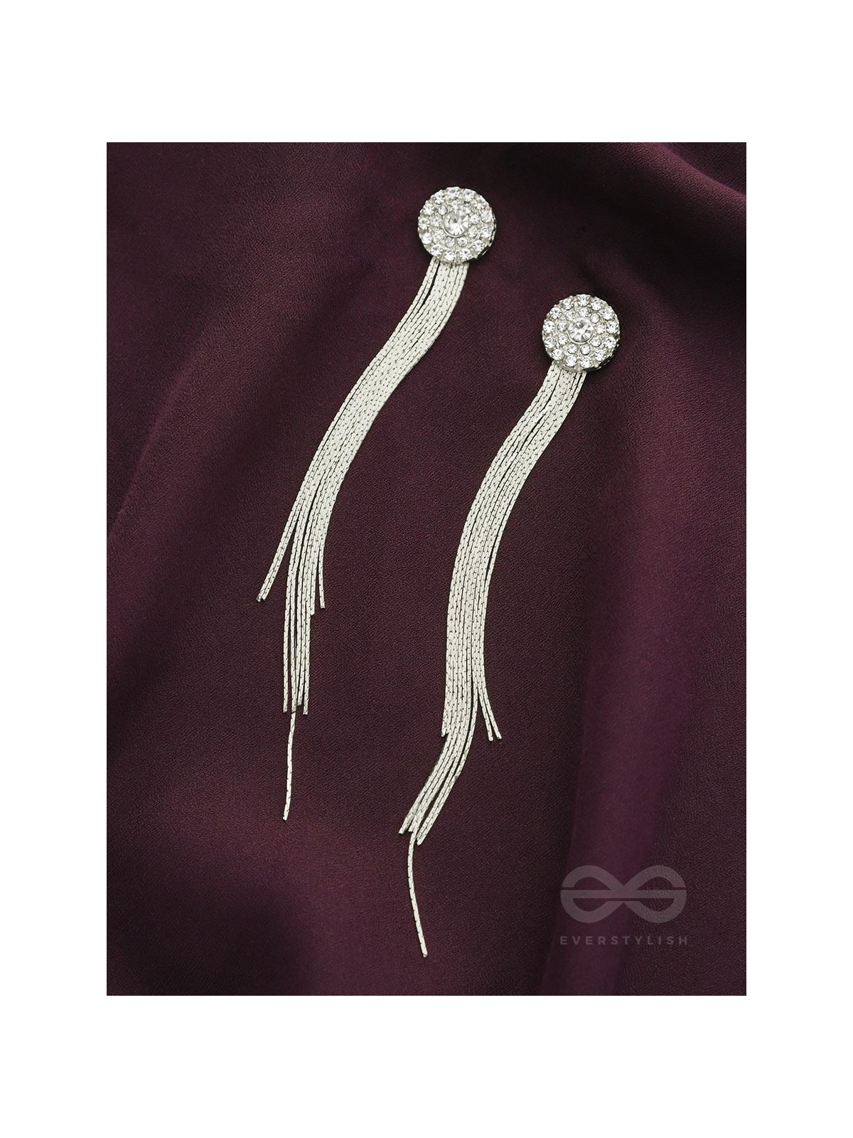 THE CHARM OF A PERFECTIONIST STONE STUDDED DANGLERS- Silver