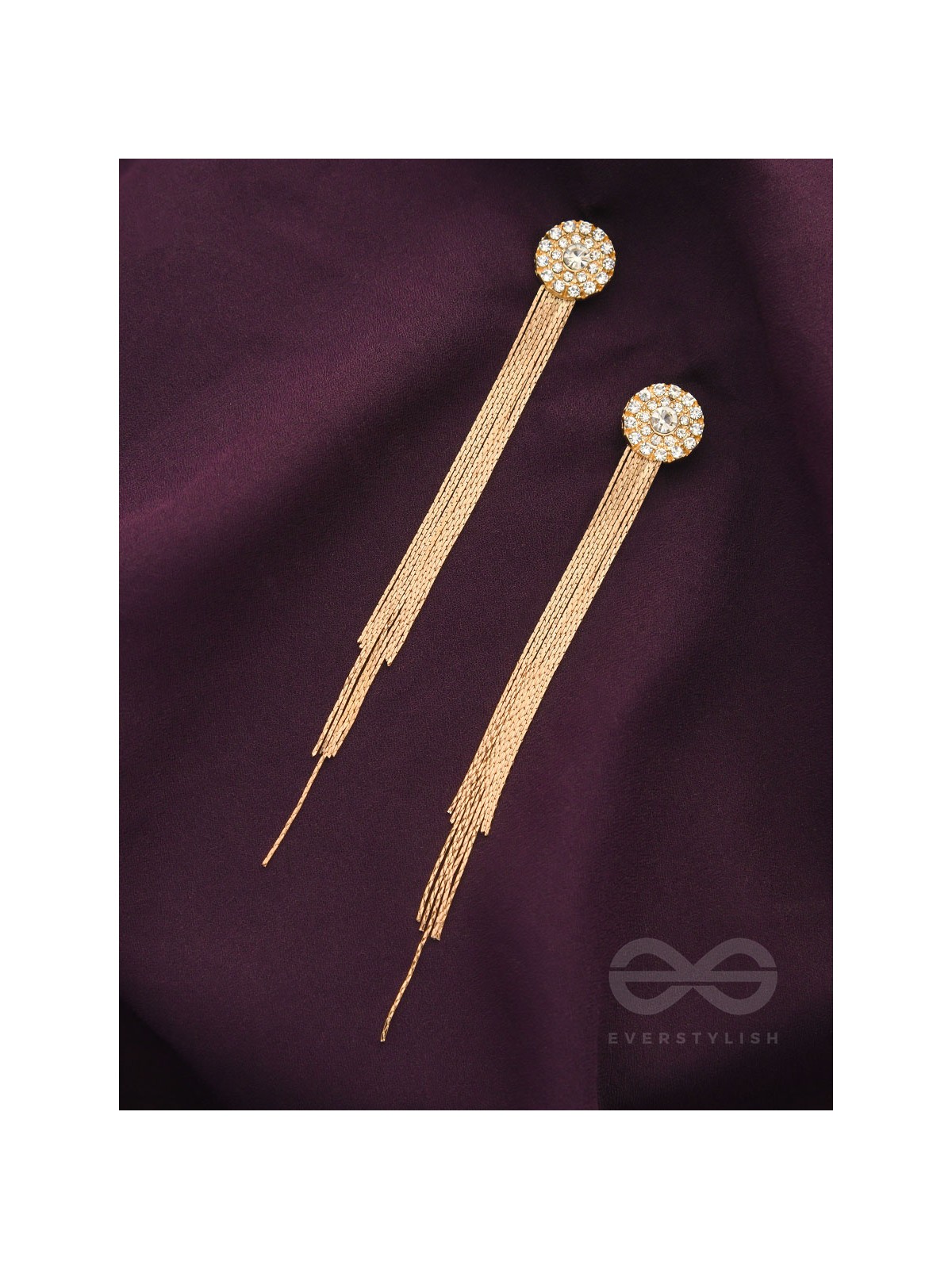 The Charm of a Perfectionist Stone studded danglers- Golden