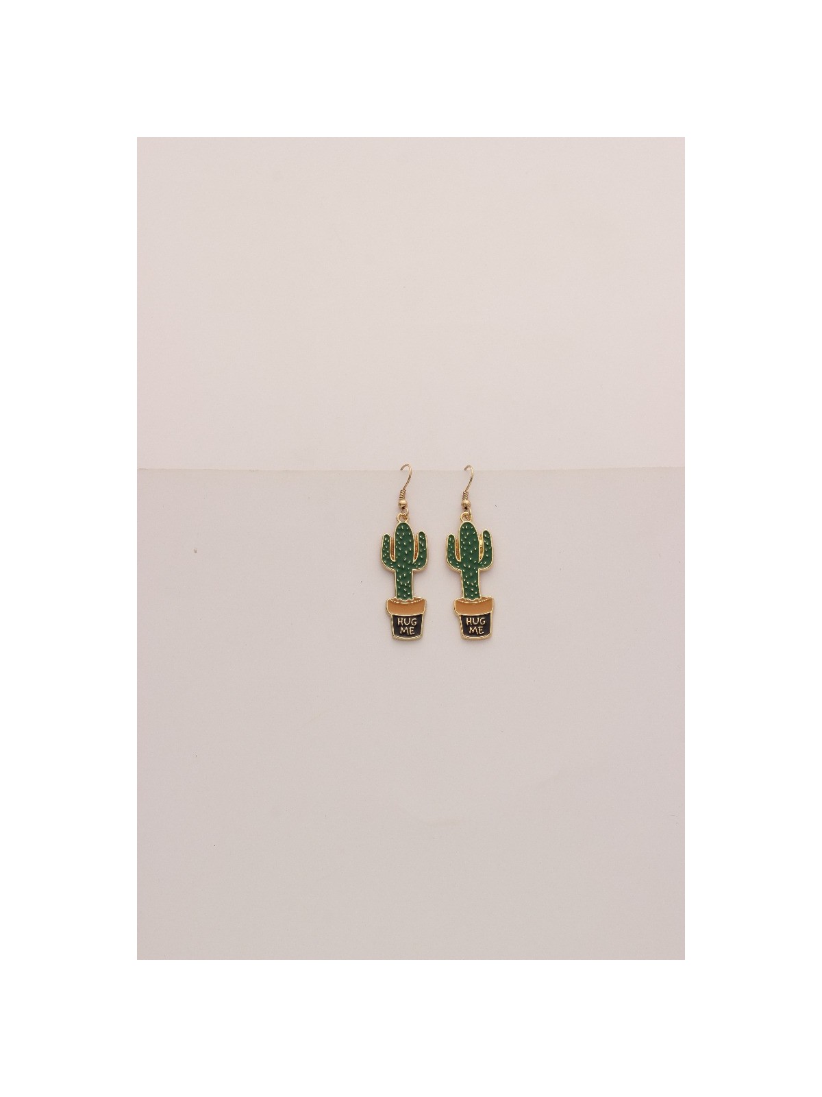 The Desert's Rose- Golden Cactus Enamelled  Earrings