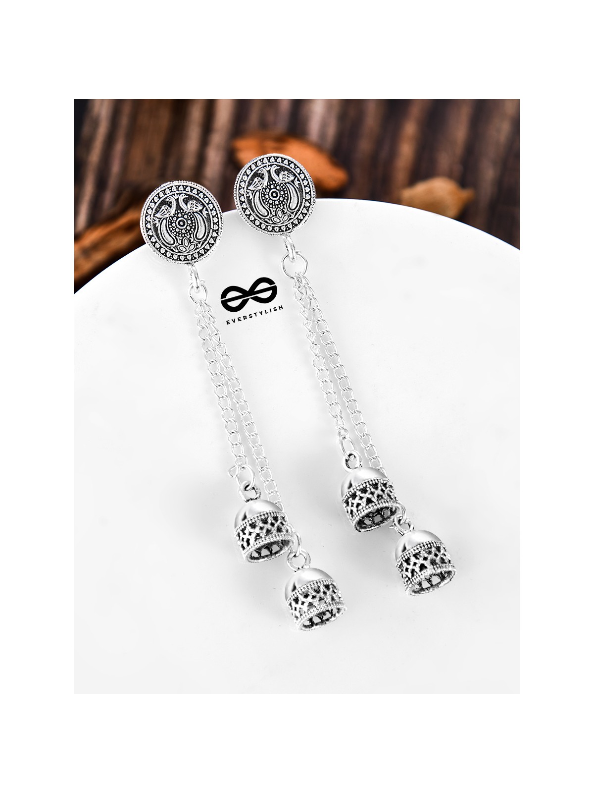 The Little Peacock Emblem Double Hanging Jhumkis