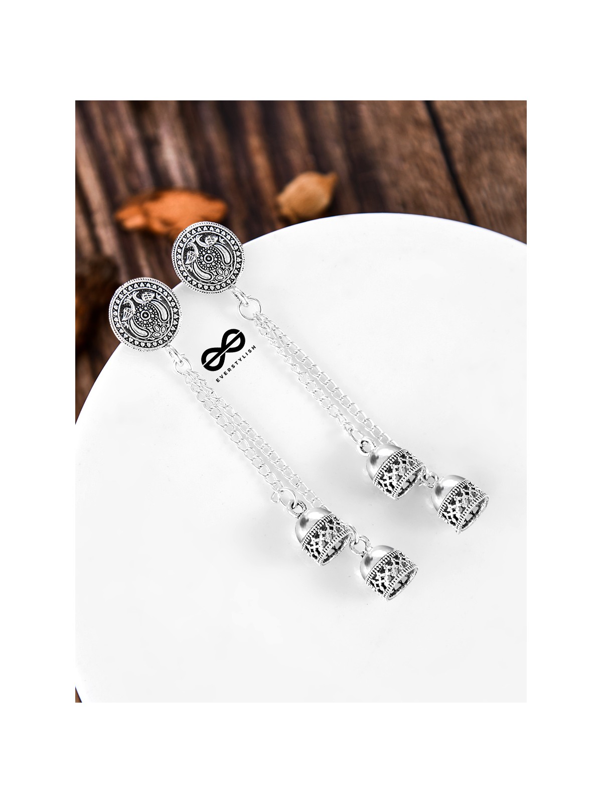 The Little Peacock Emblem Double Hanging Jhumkis