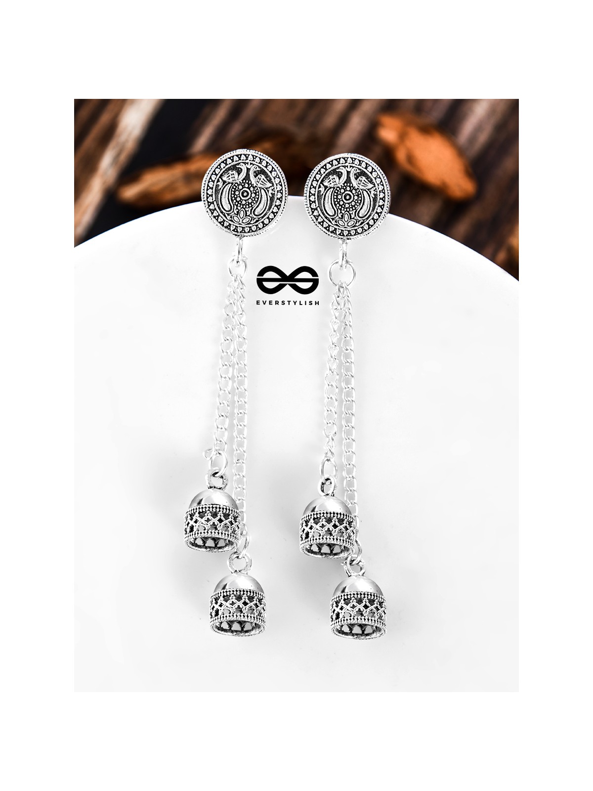 The Little Peacock Emblem Double Hanging Jhumkis