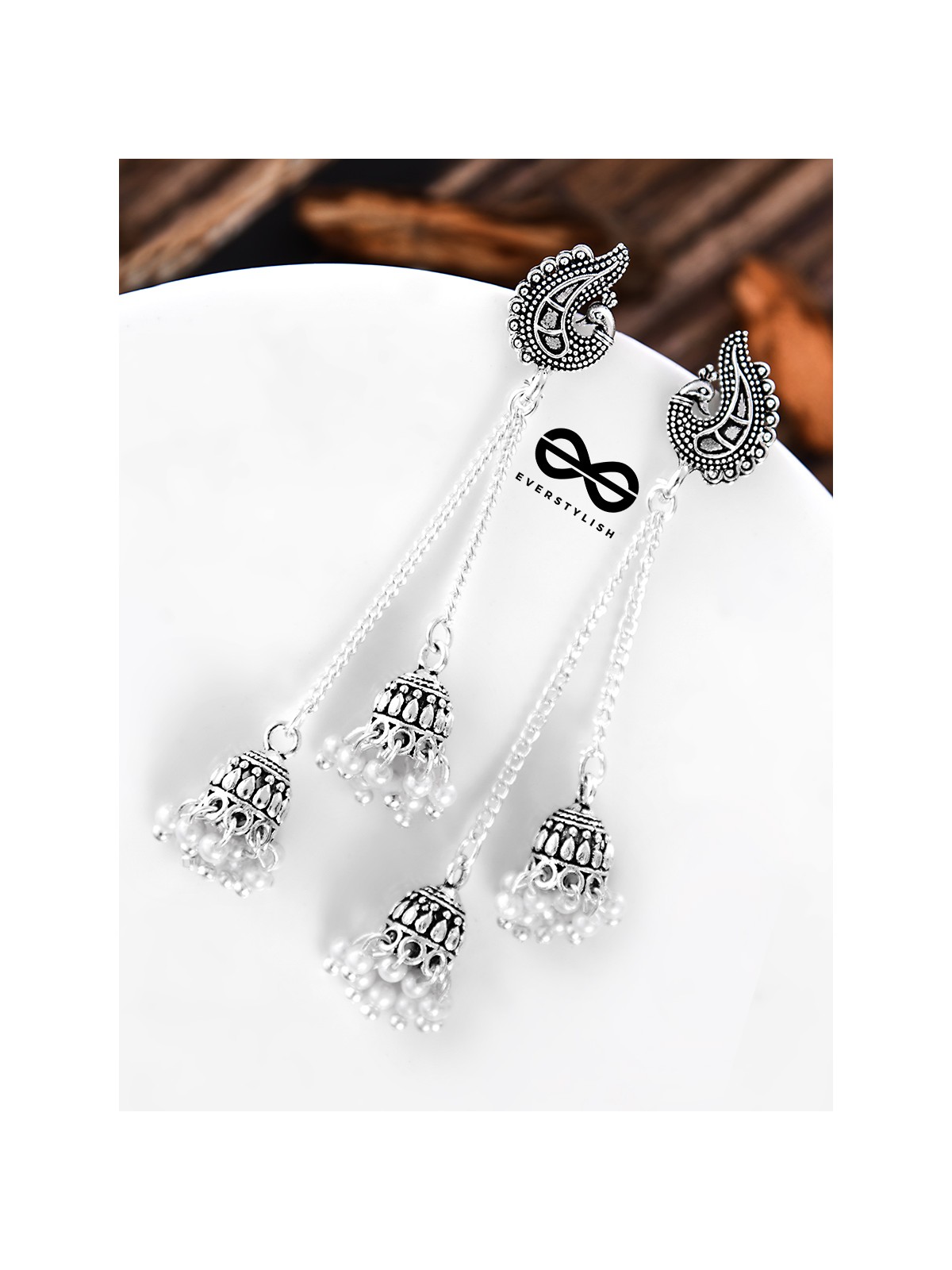 The Vintage Peacock Double Hanging Pearl Jhumkis