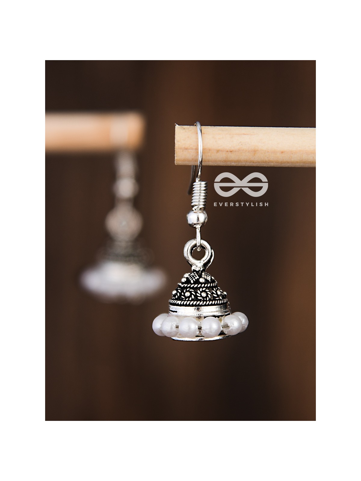 The Little Braided Pearl Jhumkis - Oxidised Boho Earrings