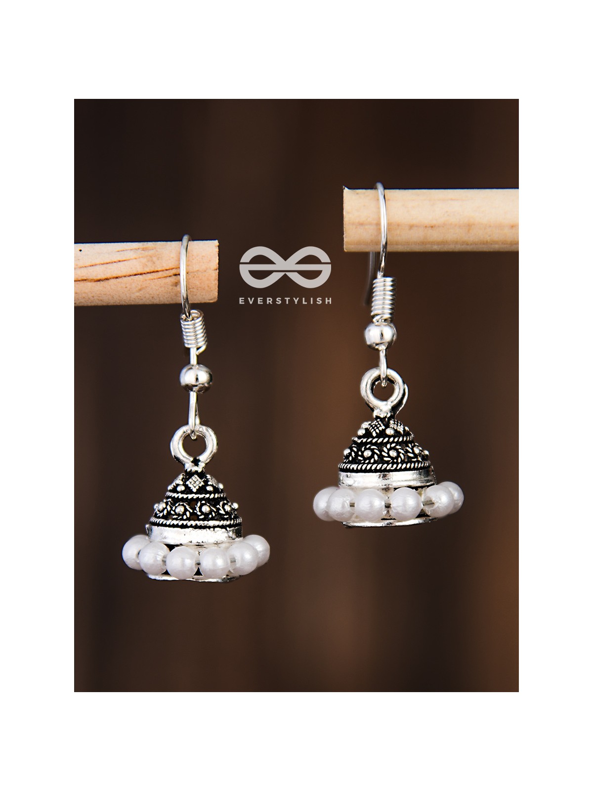 The Little Braided Pearl Jhumkis - Oxidised Boho Earrings