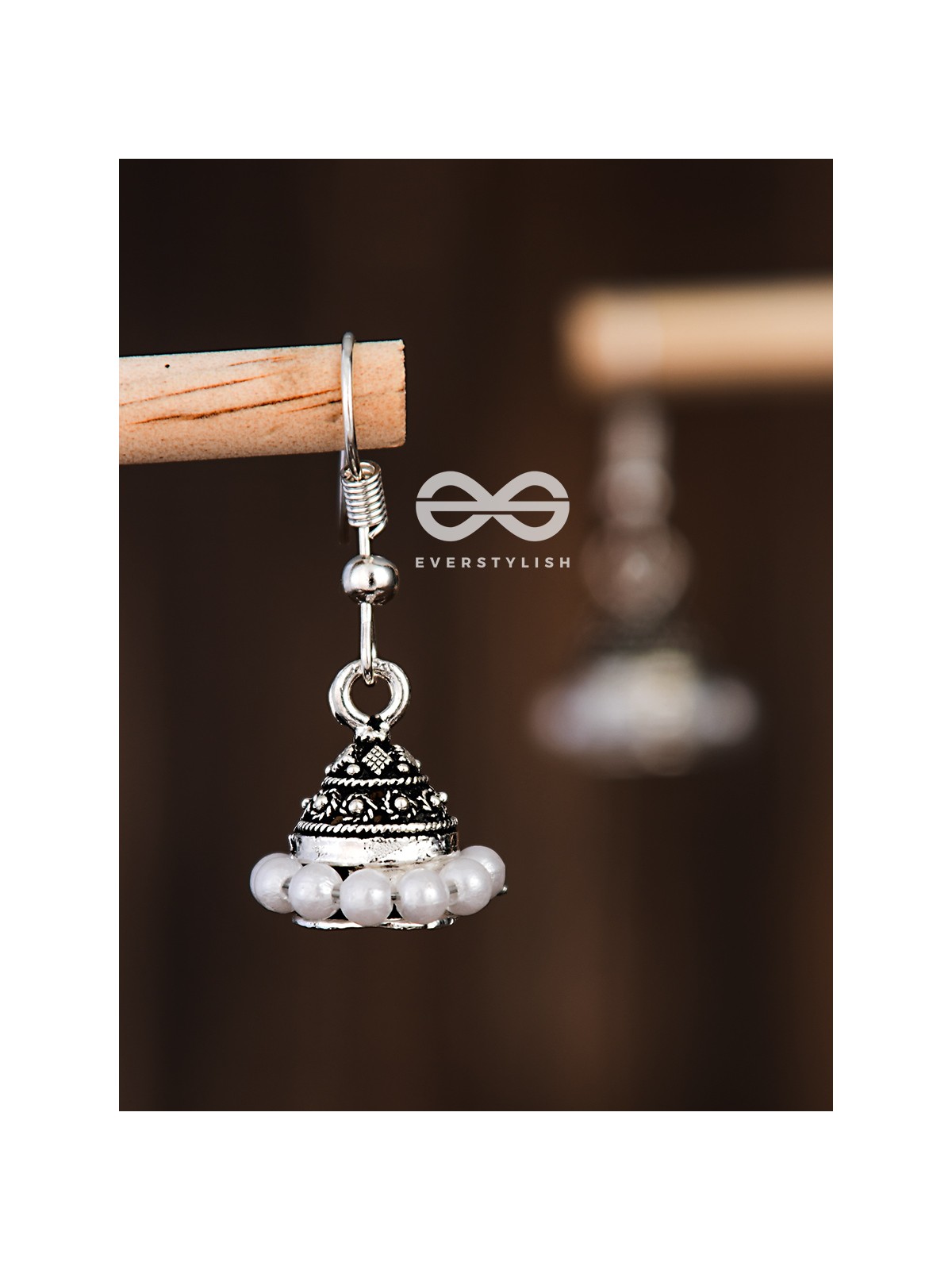 The Little Braided Pearl Jhumkis - Oxidised Boho Earrings
