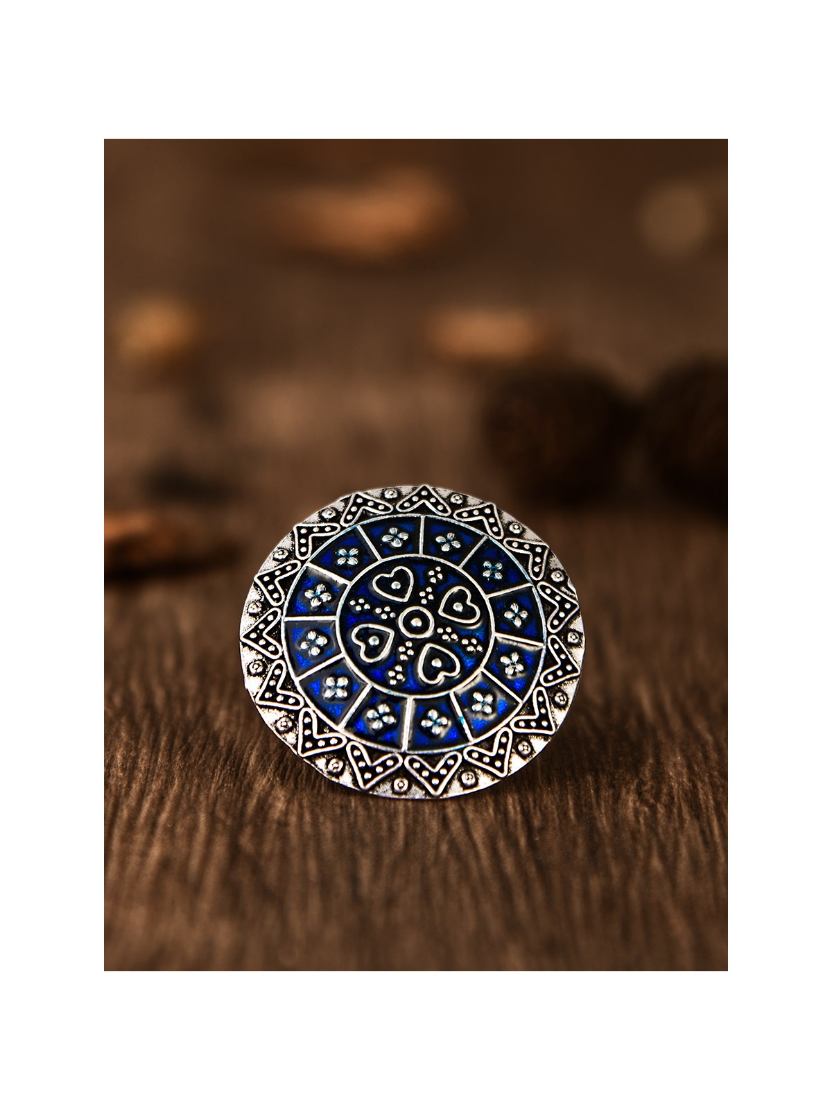 The Intricate Meenakari Adjustable Ring (Blue) - Embellished Oxidised Collection