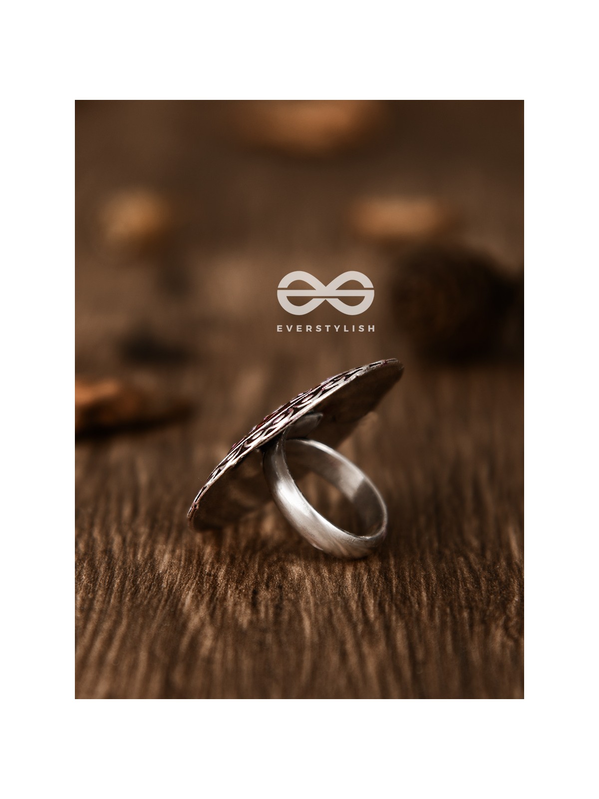 The Intricate Meenakari Adjustable Ring (Pink) - Embellished Oxidised Collection