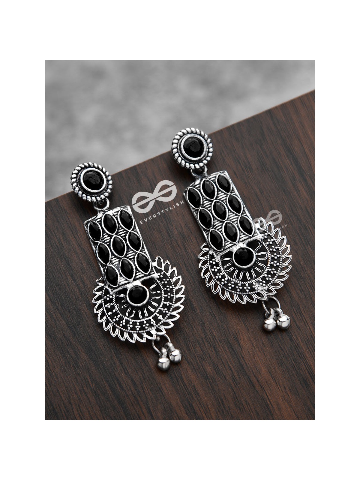 The Studded Artistry - Onyx Black - The Embellished Oxidised Collection