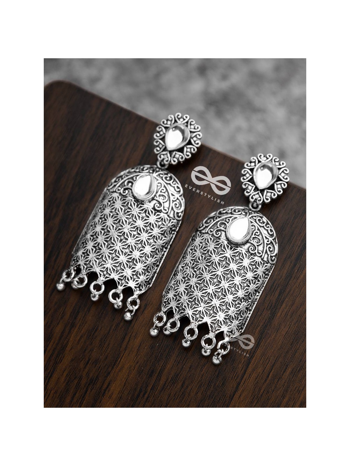 The Royal Delight - Oxidised Statement Earrings