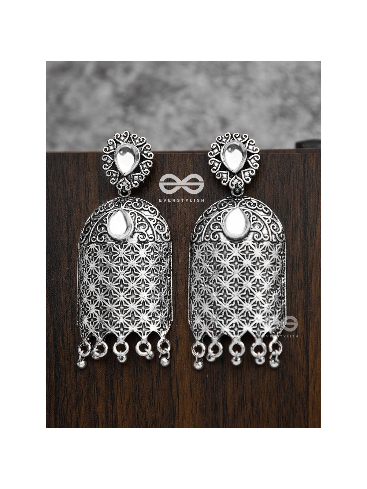 The Royal Delight - Oxidised Statement Earrings