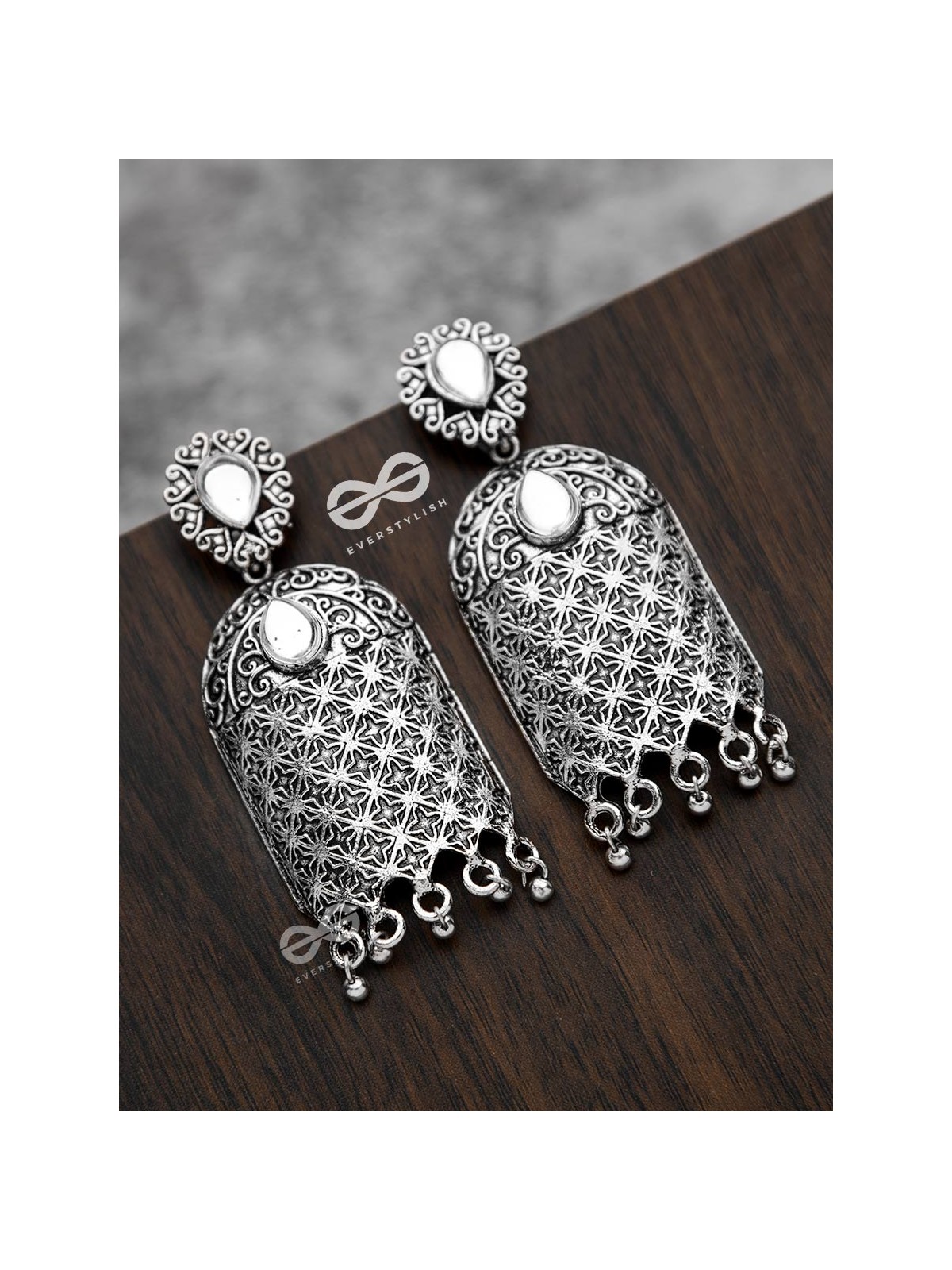 The Royal Delight - Oxidised Statement Earrings