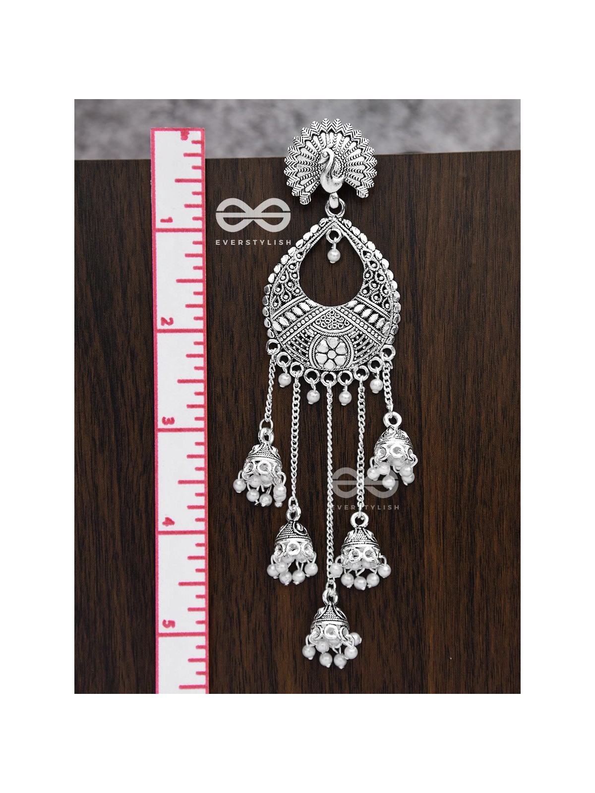 The Bohemian Peacock Artwork - Five Jhumki Earrings