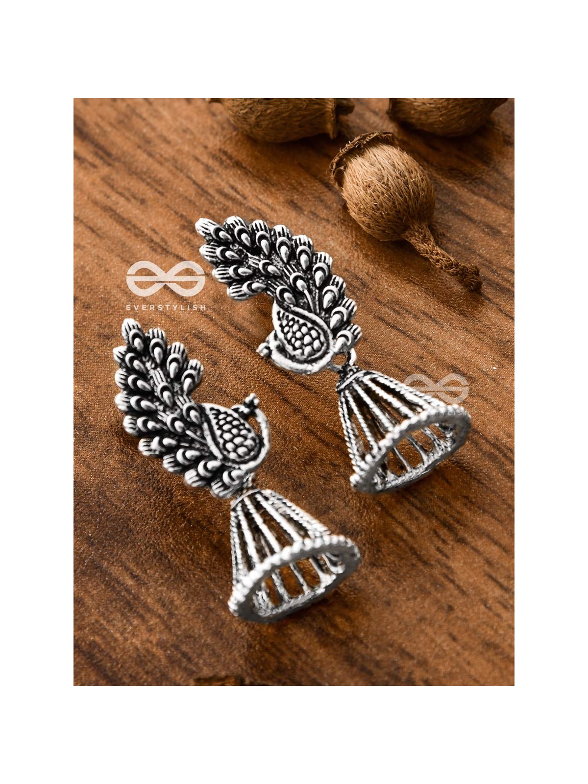 The Artsy Peacock Jhumkis - Tiny Trinket Earrings
