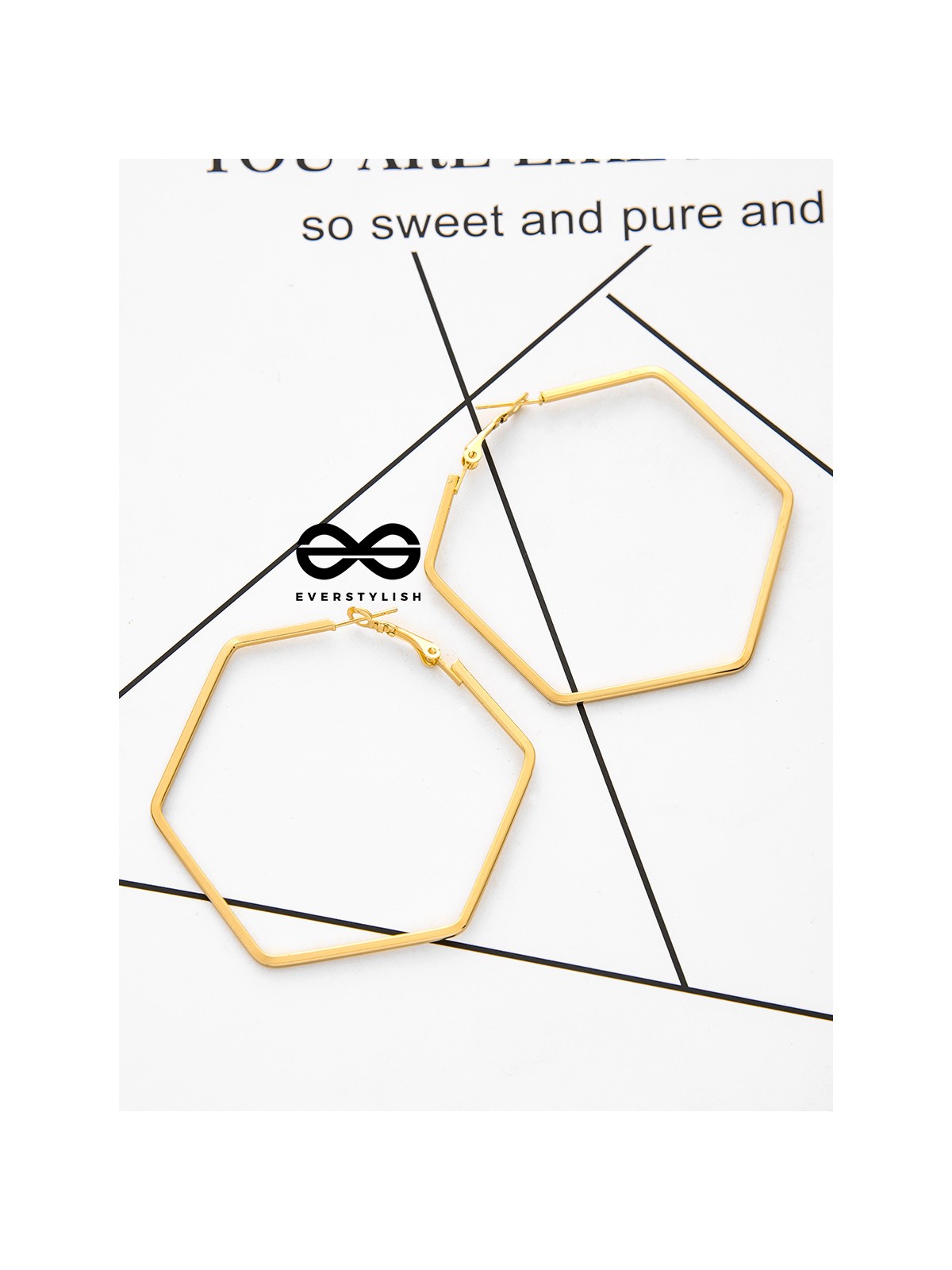 The Hypnotic Hexagonal Hoops (Golden) - Casual Daily-wear Earrings