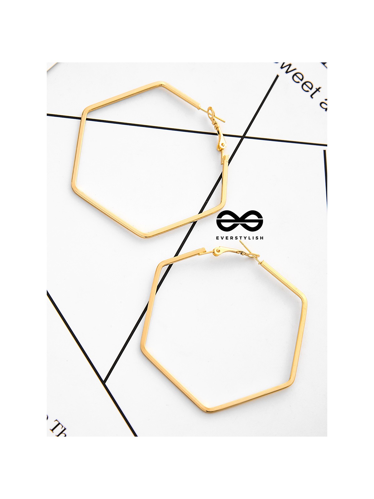 The Hypnotic Hexagonal Hoops (Golden) - Casual Daily-wear Earrings
