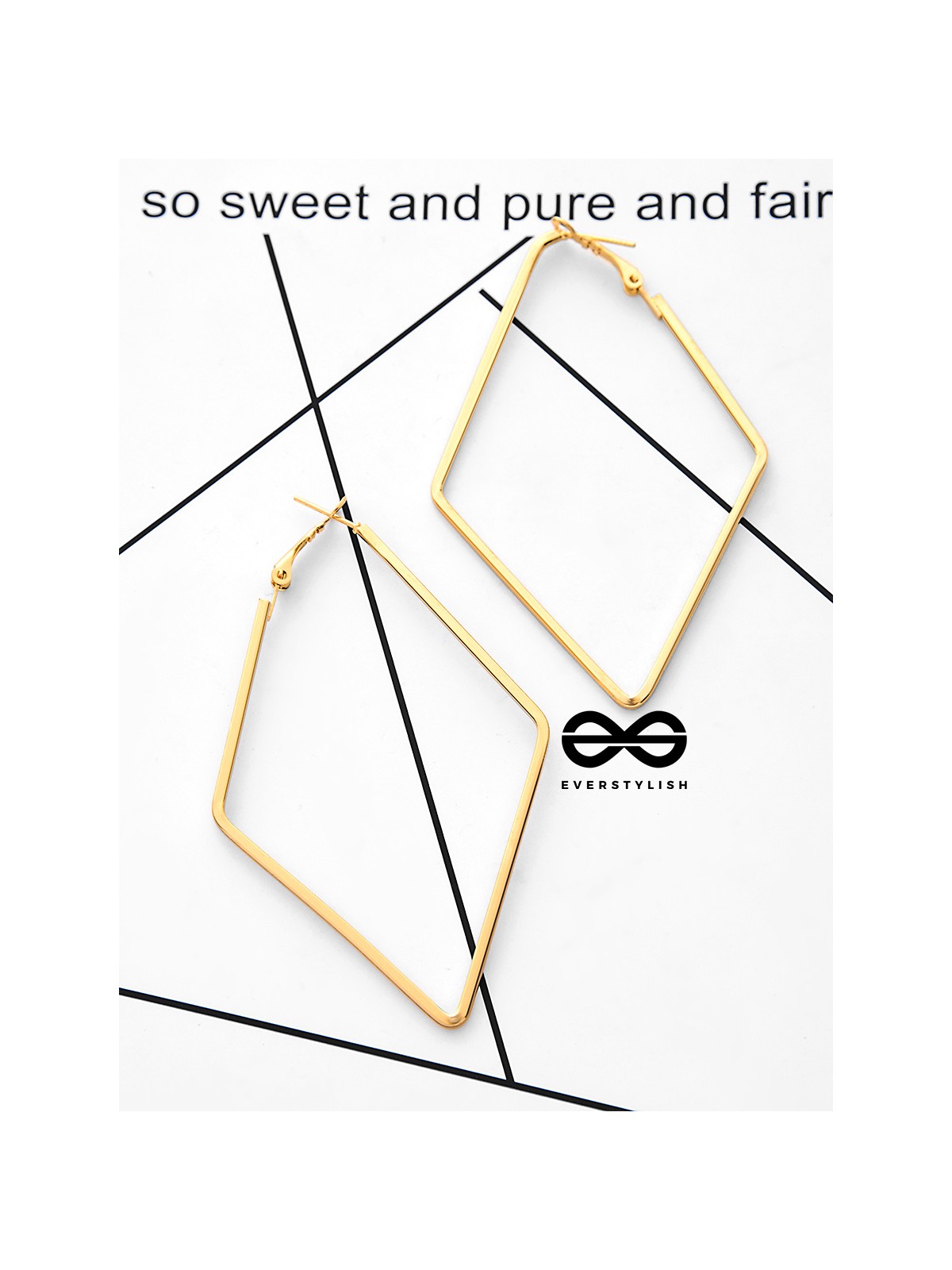 The Scintillating Slanting Hoops (Golden) - Casual Daily-Wear Earrings