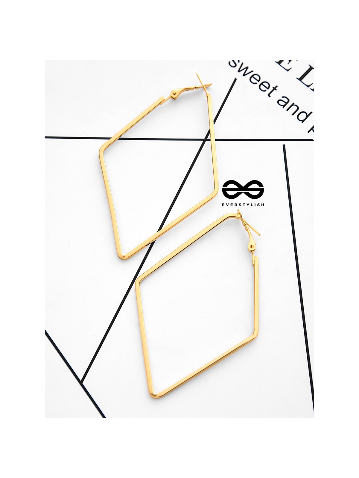 The Scintillating Slanting Hoops (Golden) - Casual Daily-Wear Earrings