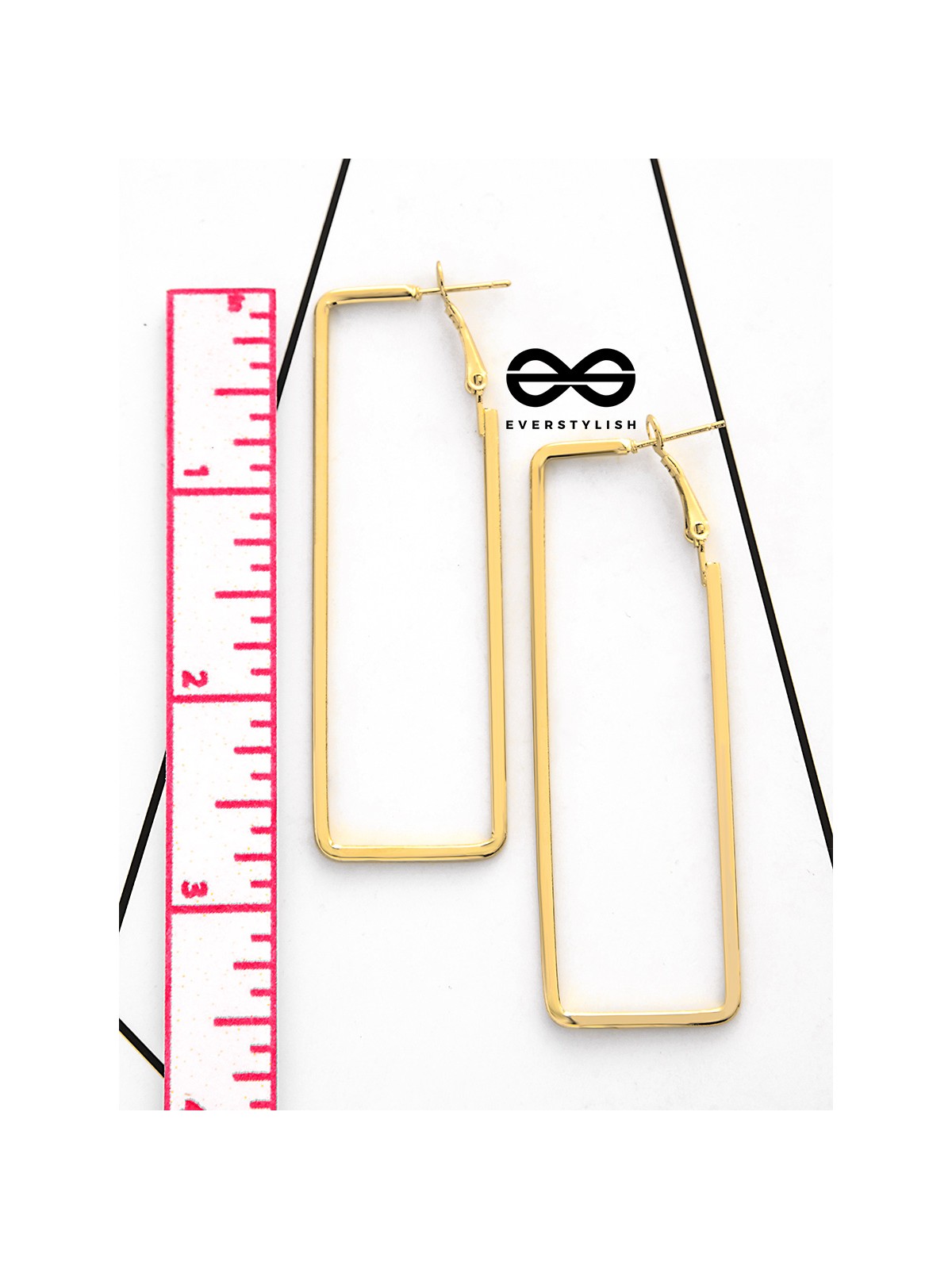 The Elegant Rectangular Hoops (Golden) - Casual Earrings