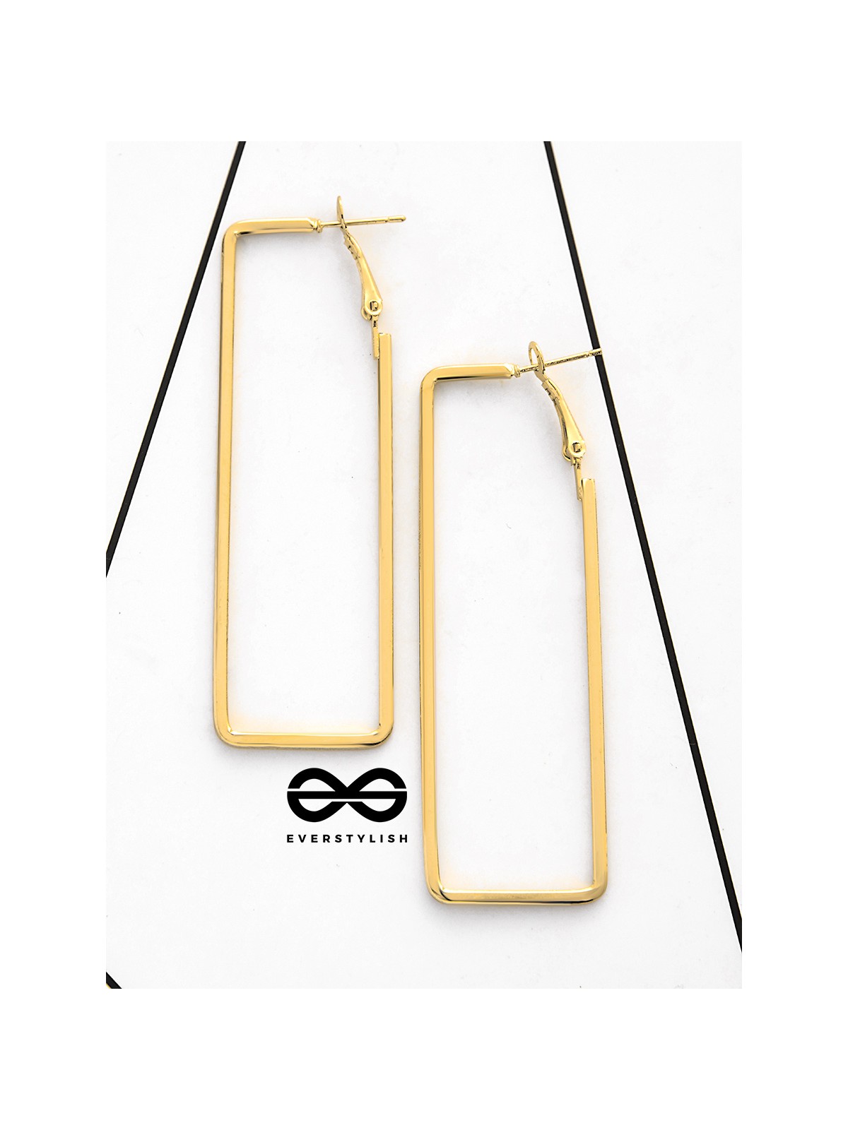 The Elegant Rectangular Hoops (Golden) - Casual Earrings