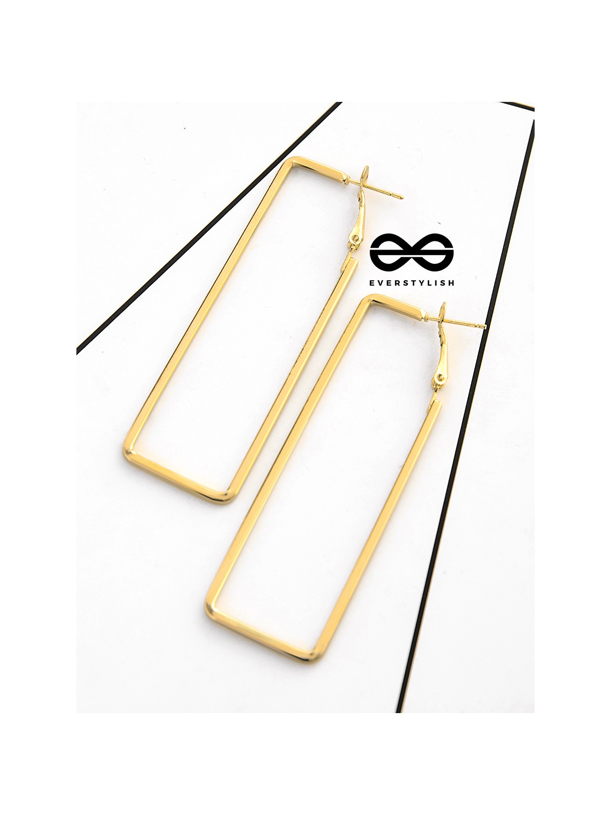 The Elegant Rectangular Hoops (Golden) - Casual Earrings