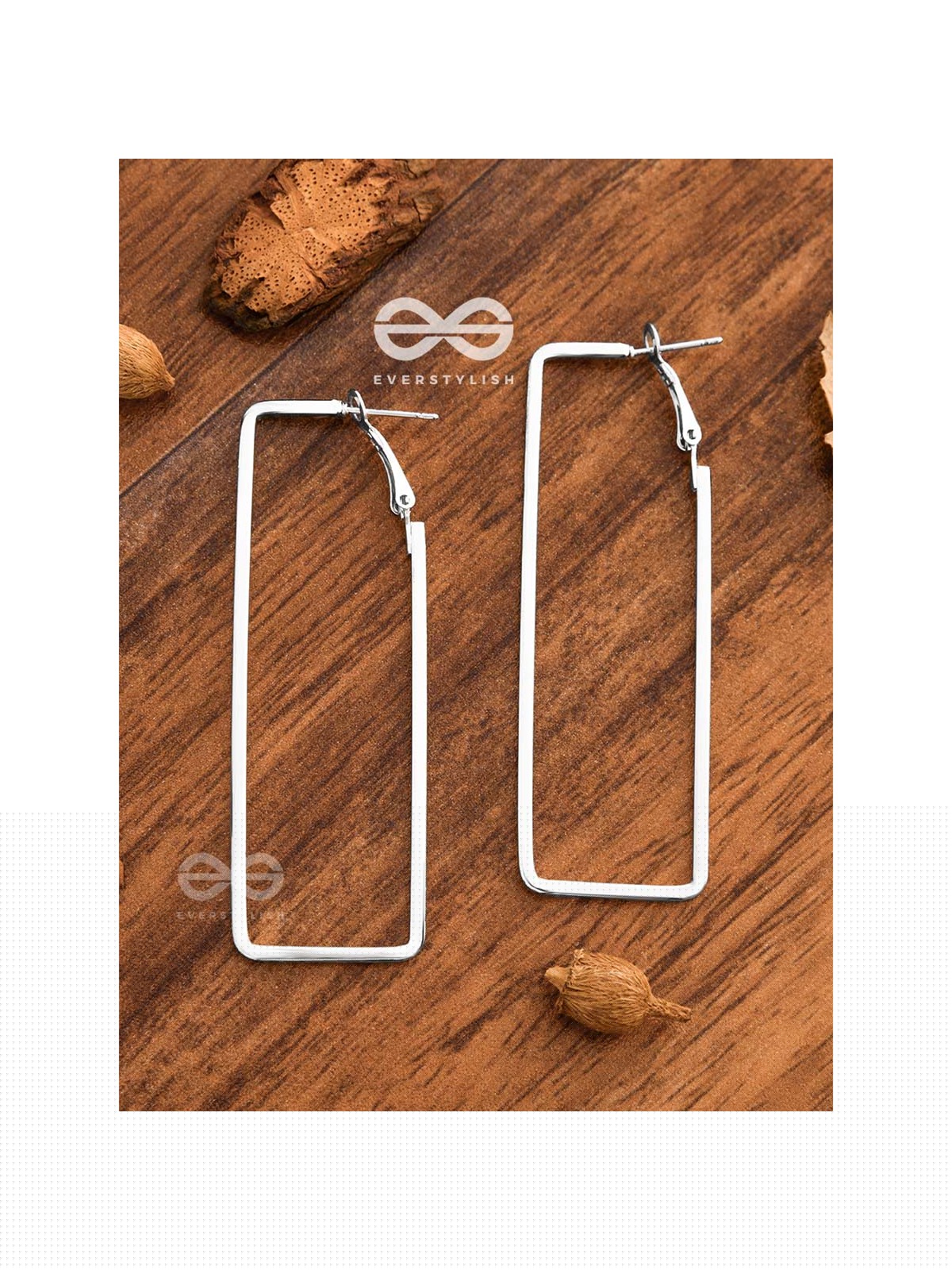The Elegant Rectangular Hoops (Silver) - Casual Earrings