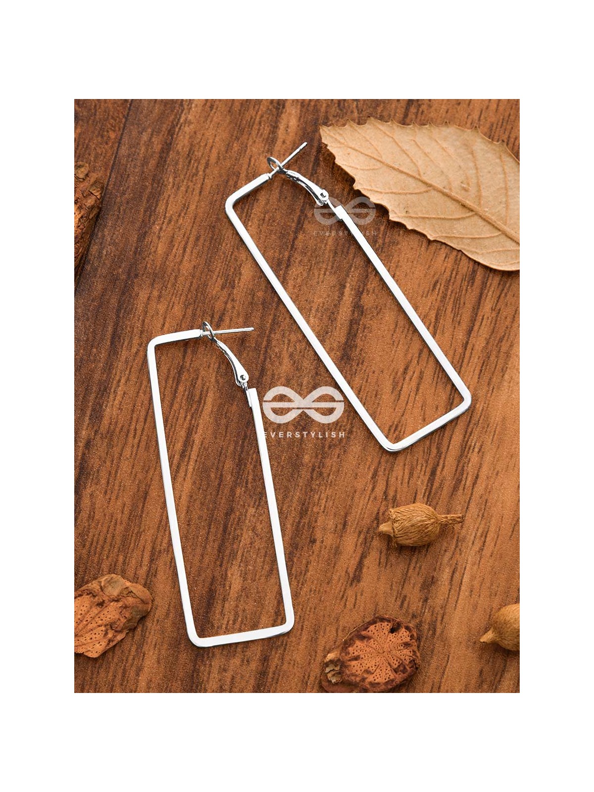 The Elegant Rectangular Hoops (Silver) - Casual Earrings